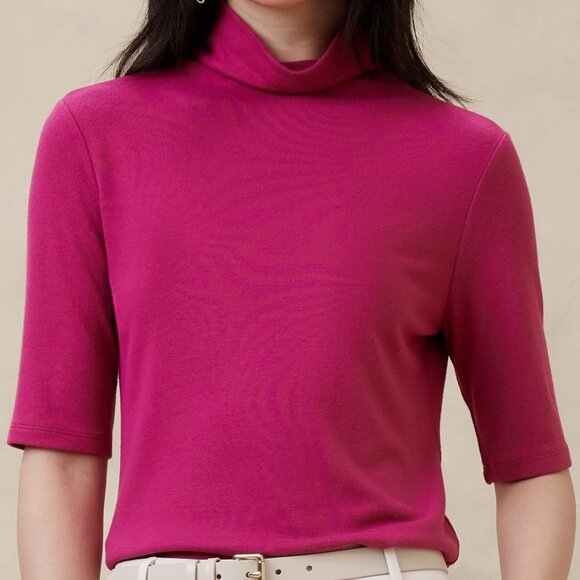Banana Republic Soft Luxe Berry Turtleneck Top/NWT/S - Picture 1 of 12
